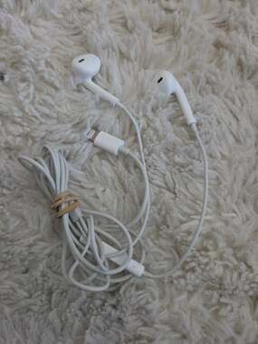 iPhone Lightning Cable Earbud Headphones Wired - White
